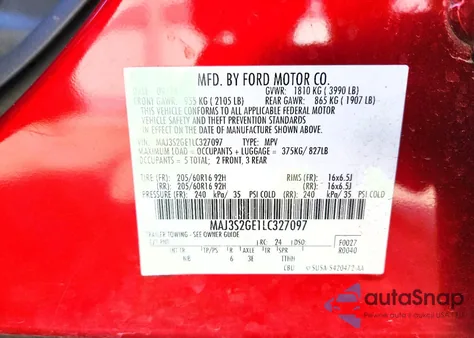 2020 Ford Ecosport Se from USA, damaged, VIN MAJ3S2GE1LC327097